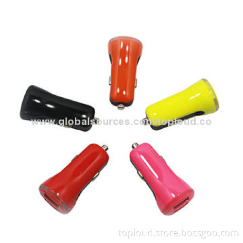 2.1A Car Chargers, USB or DC Connector, 12-24V DC, 5V/2.1A, Suitable for iPhoneNew